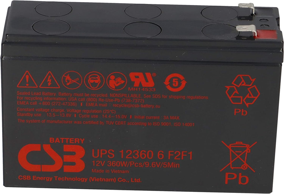 WSB Battery CSB AGM Bleiakku 12V 7Ah UPS123606 F2F1 extrem hochstrom Akku USV UPS UPC
