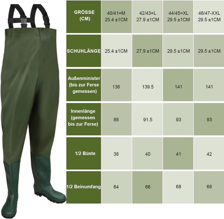 Einfeben Wathose 70 Denier Nylon Fisch Teich Anglerhose Wasserdicht Fischer Teichhose Gummi mit Stie