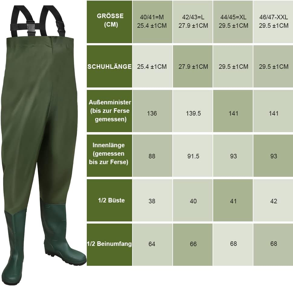 Einfeben Wathose 70 Denier Nylon Fisch Teich Anglerhose Wasserdicht Fischer Teichhose Gummi mit Stie