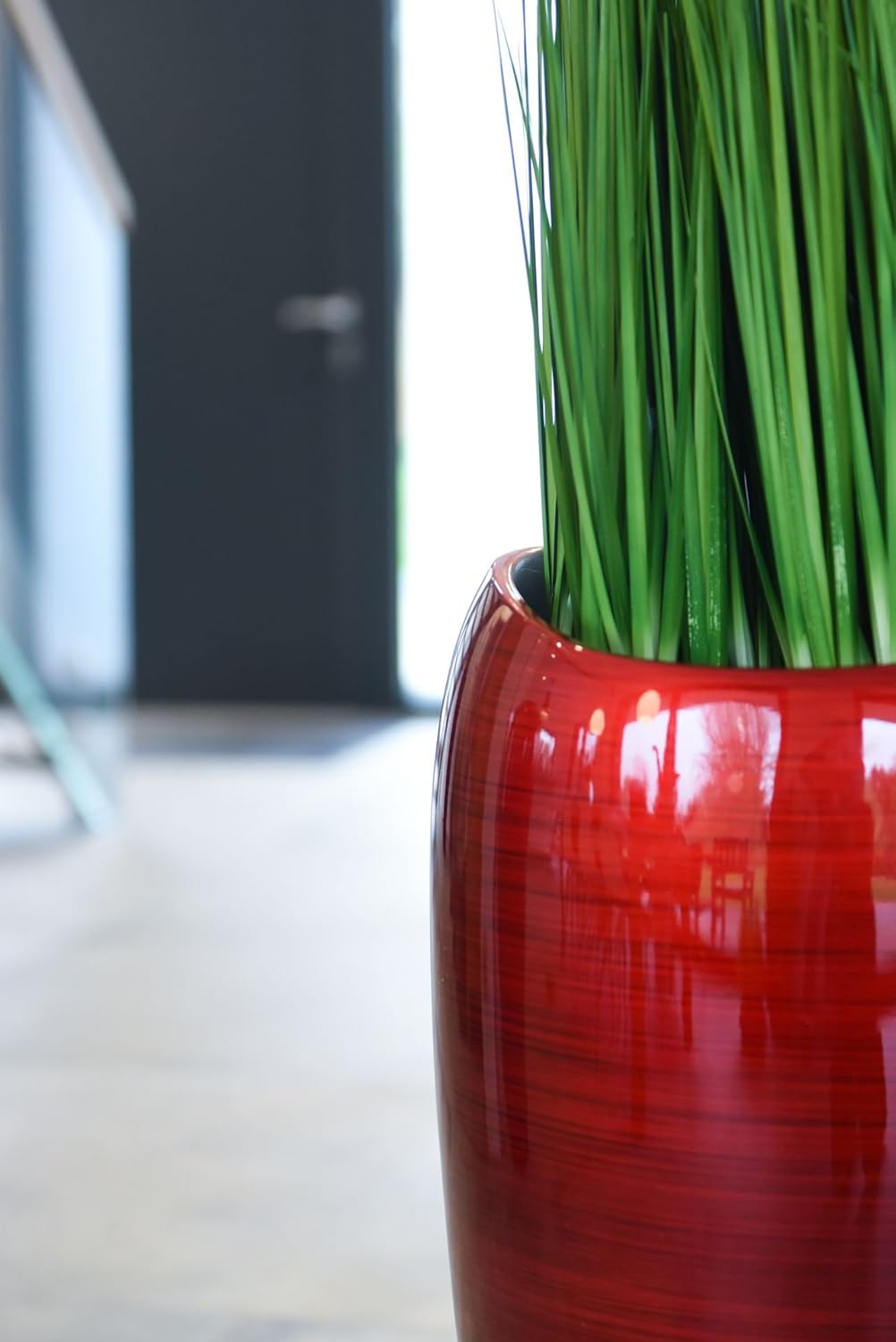 VIVANNO Pflanzkübel Pflanzgefäss Bodenvase exklusiv Deluxe Rot Schwarz Hochglanz 81 x 37 cm Rot Schw
