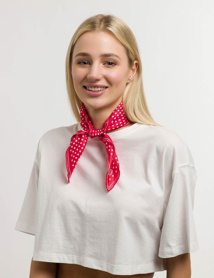 FRAAS Halstuch Damen gepunktet - 51 x 51 cm Grösse - Nickituch Seide - Seidentuch für Damen mit Polk
