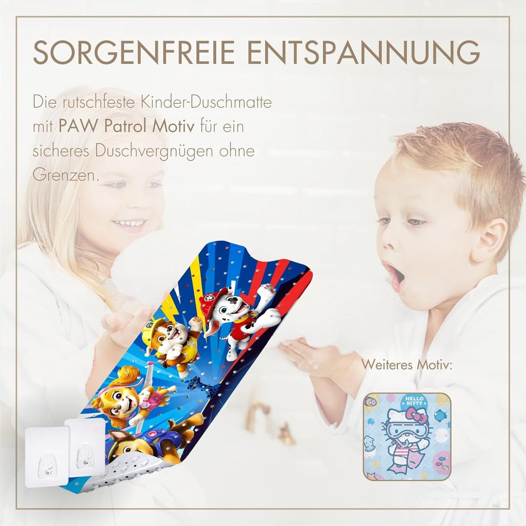 PAW Patrol rutschfeste Badematte für Kinder - Anti Schimmel Badewanneneinlage Fans, antibakteriell,