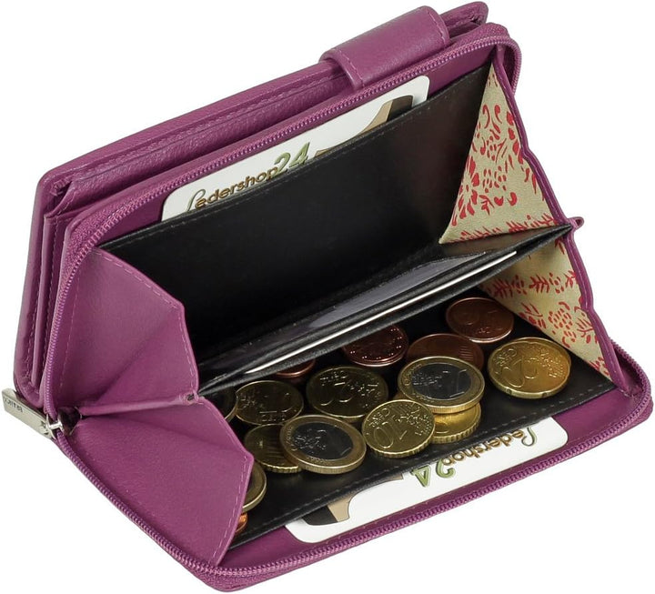 Branco Leder Geldbörse Portemonnaie Damenbörse Damen Lang Geldbeutel Berry, Berry