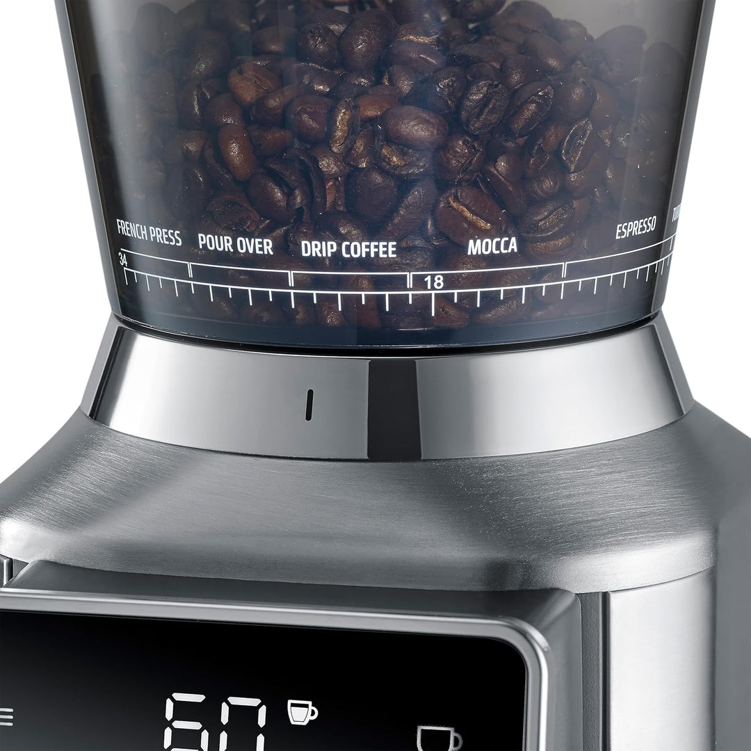 CASO BaristaChef Inox Pro - elektrische Kaffeemühle, mit Siebträgerhalterung