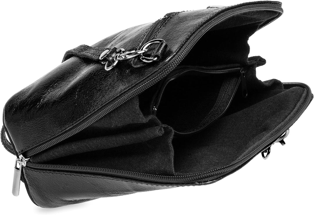 Caspar TL778 kleine elegante Damen Leder Clutch Umhängetasche Einheitsgrösse Schwarz, Einheitsgrösse