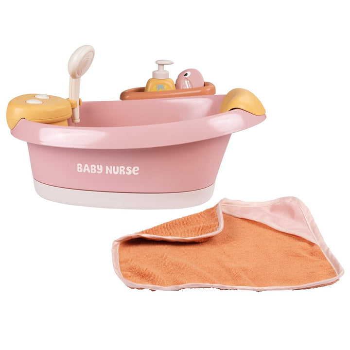 Smoby – Baby Nurse Puppen-Badewanne – Elektronisches Spielmodul mit Wasserstrahlen, LED-Licht, Blase