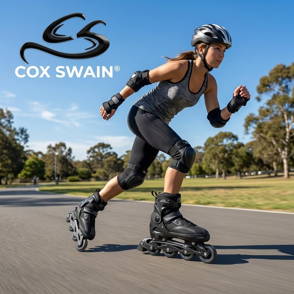 Cox Swain Black Ice 2in1 Inliner &amp; Schlittschuhe - Grössenverstellbare Kombi Skates &amp; Eislaufschuhe