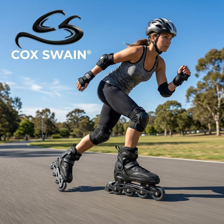 Cox Swain Black Ice 2in1 Inliner &amp; Schlittschuhe - Grössenverstellbare Kombi Skates &amp; Eislaufschuhe