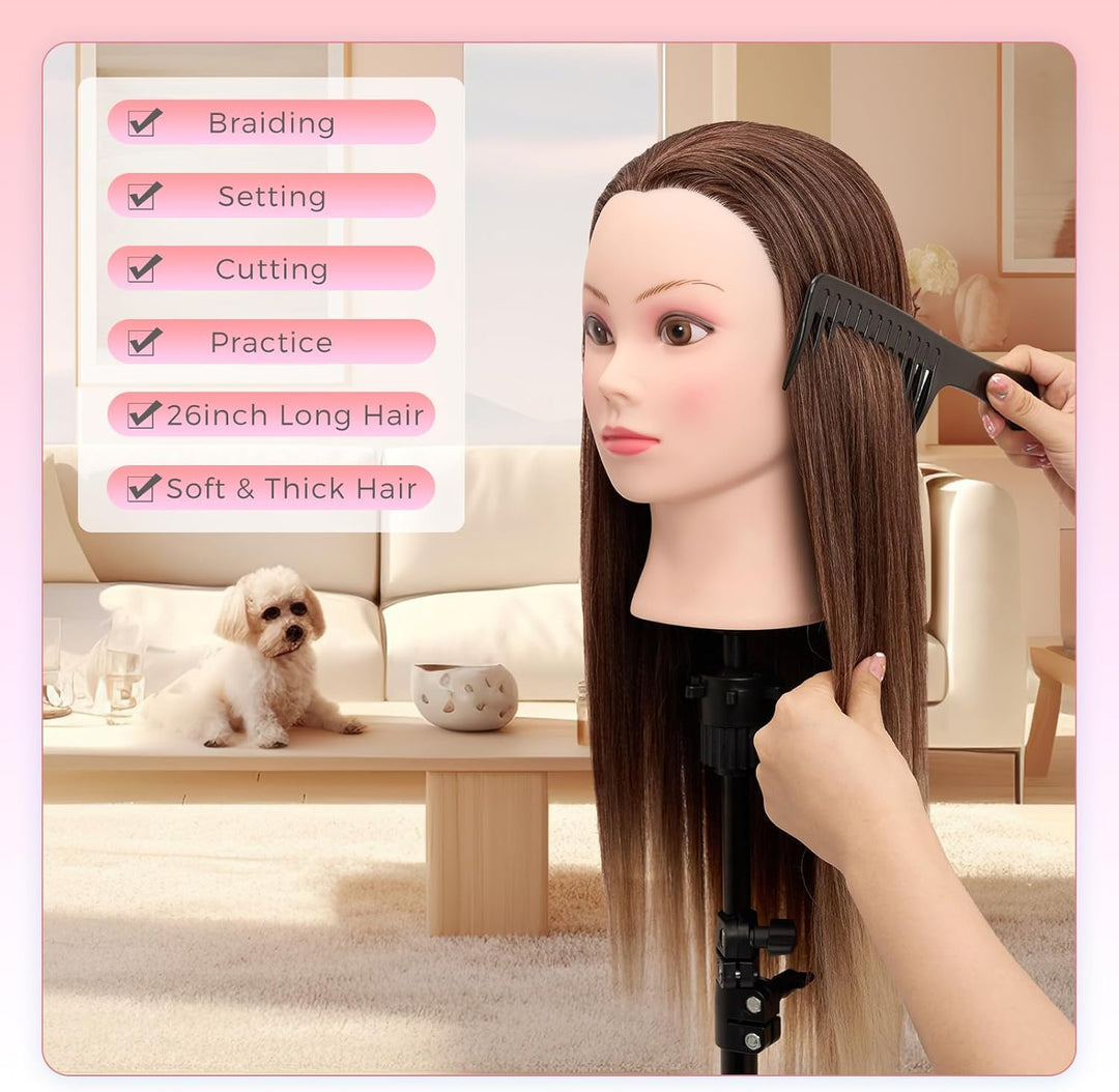 Neverland Frisierkopf Friseur Echthaar Übungskopf Friseurkopf Trainingsköpfe für Kinder (26” Ombre B