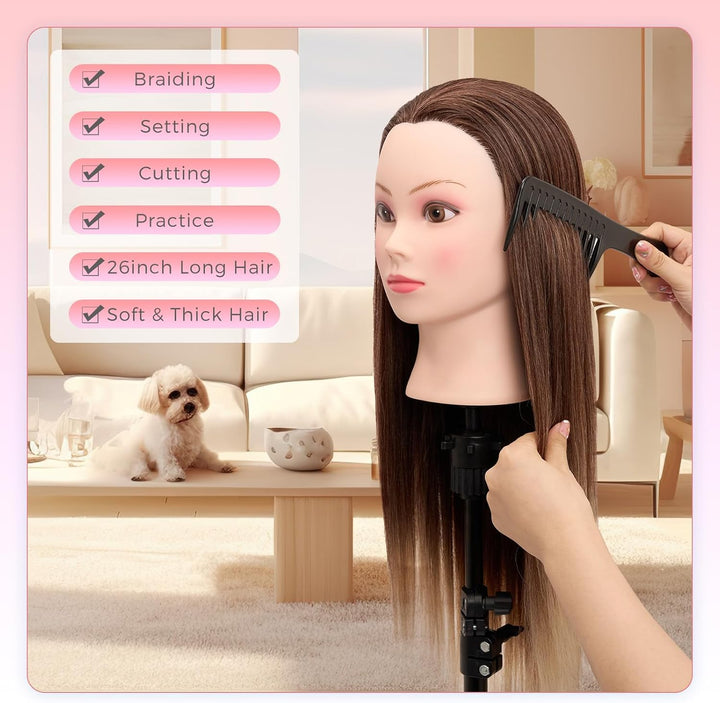 Neverland Frisierkopf Friseur Echthaar Übungskopf Friseurkopf Trainingsköpfe für Kinder (26” Ombre B