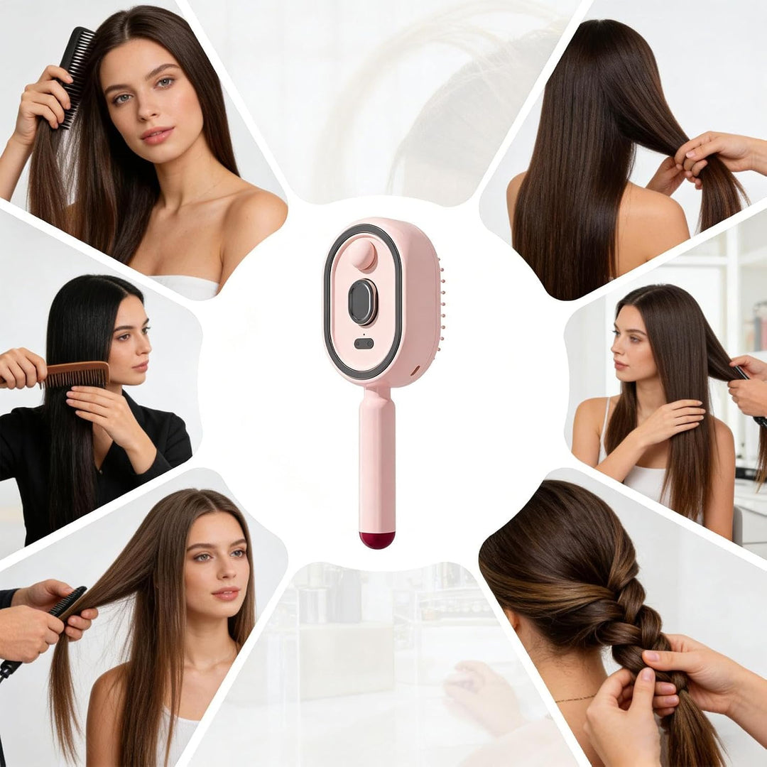 Dampf-Haarbürste für die Haare | Wiederaufladbarer Kamm mit Rotlicht und Luftkissenfunktion | Anti-F