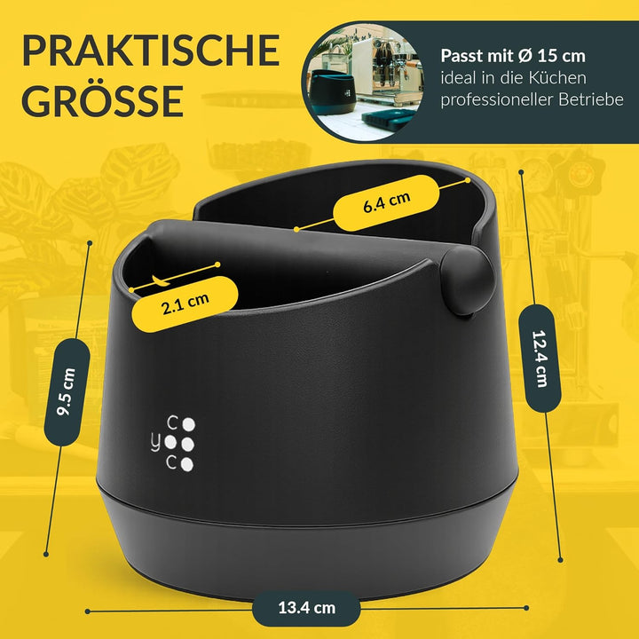 COYOOCO Abklopfbehälter für Siebträger gross – Espresso Knock Box geräuscharm mit rutschfestem Stand