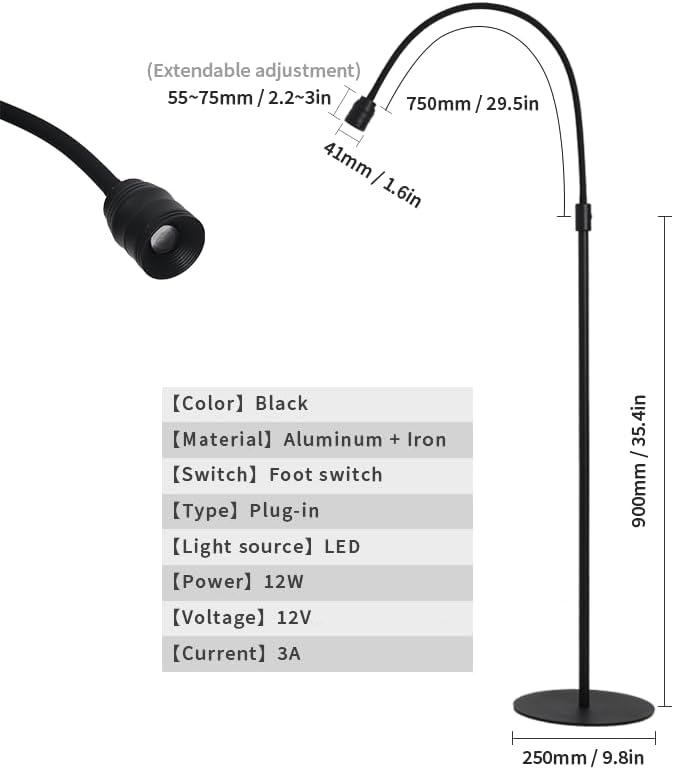 UV Wimpern Lampe, 10W LED-UV-Licht für Lichthärtenden Anwendungen, Schwanenhals Wimpernlicht, Goosen