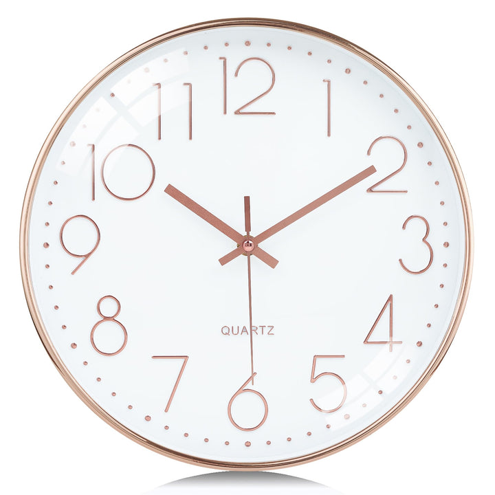 Lafocuse 3D Ziffern Lautlos Wanduhr Rosegold, 30cm Modern Leicht Ablesbar Küchenuhr, Ohne Tickgeräus