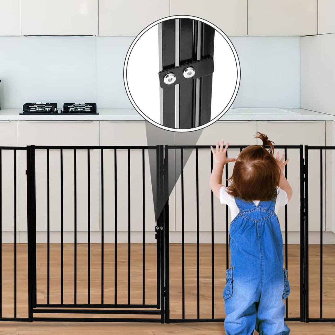 Kaminschutzgitter mit Tür 304 cm Metall Ofenschutzgitter Laufstall Absperrgitter mit Huckepackversch