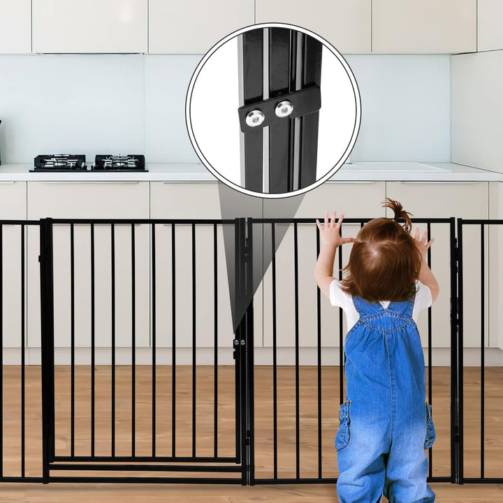 Kaminschutzgitter mit Tür 304 cm Metall Ofenschutzgitter Laufstall Absperrgitter mit Huckepackversch