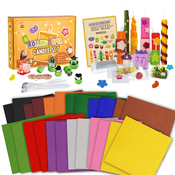 BuzzoXerex Bienenwachsplatten für Kerzen, 24 Stück Farbenfrohe Wachsplatten für Kerzen(20 x 20cm), K