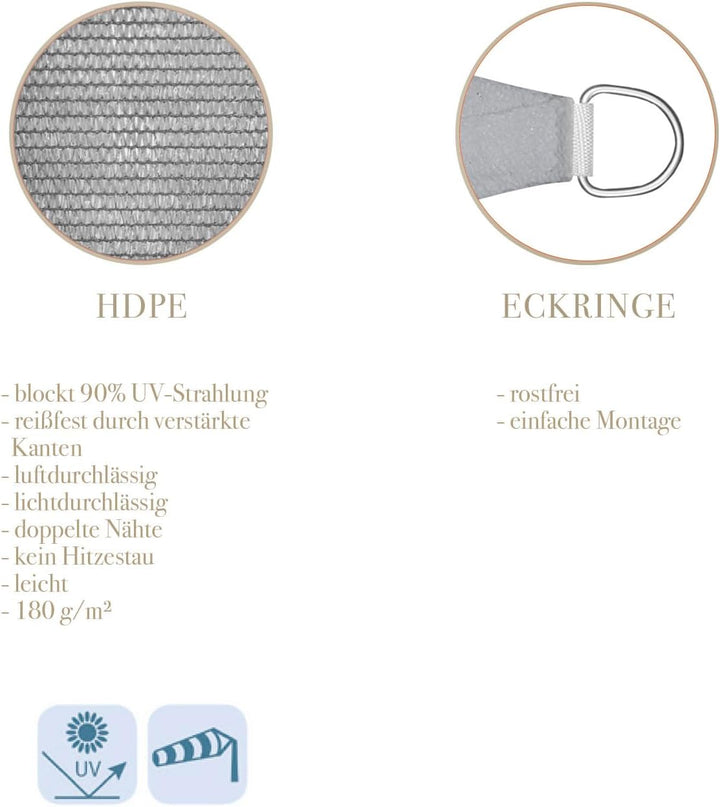 Sonnensegel luftdurchlässig 3m Quadrat Sonnenschutz HDPE - anthrazit Anthrazit 3m quadrat HDPE, Anth