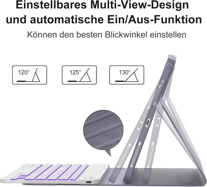 IVEOPPE Hülle mit Tastatur für iPad A16 11 Generation 2025/10 Generation 2022, Bluetooth Magnetische