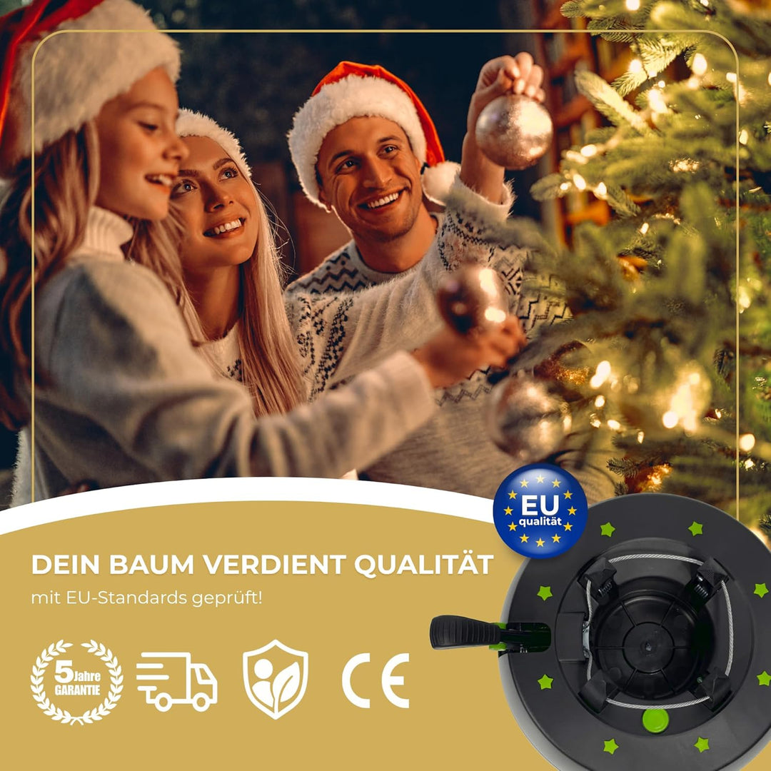 Kamai Stabiler Christbaumständer für Baumhöhe bis 2m, mit Einseiltechnik und Fusspedal, inkl. 2L Was
