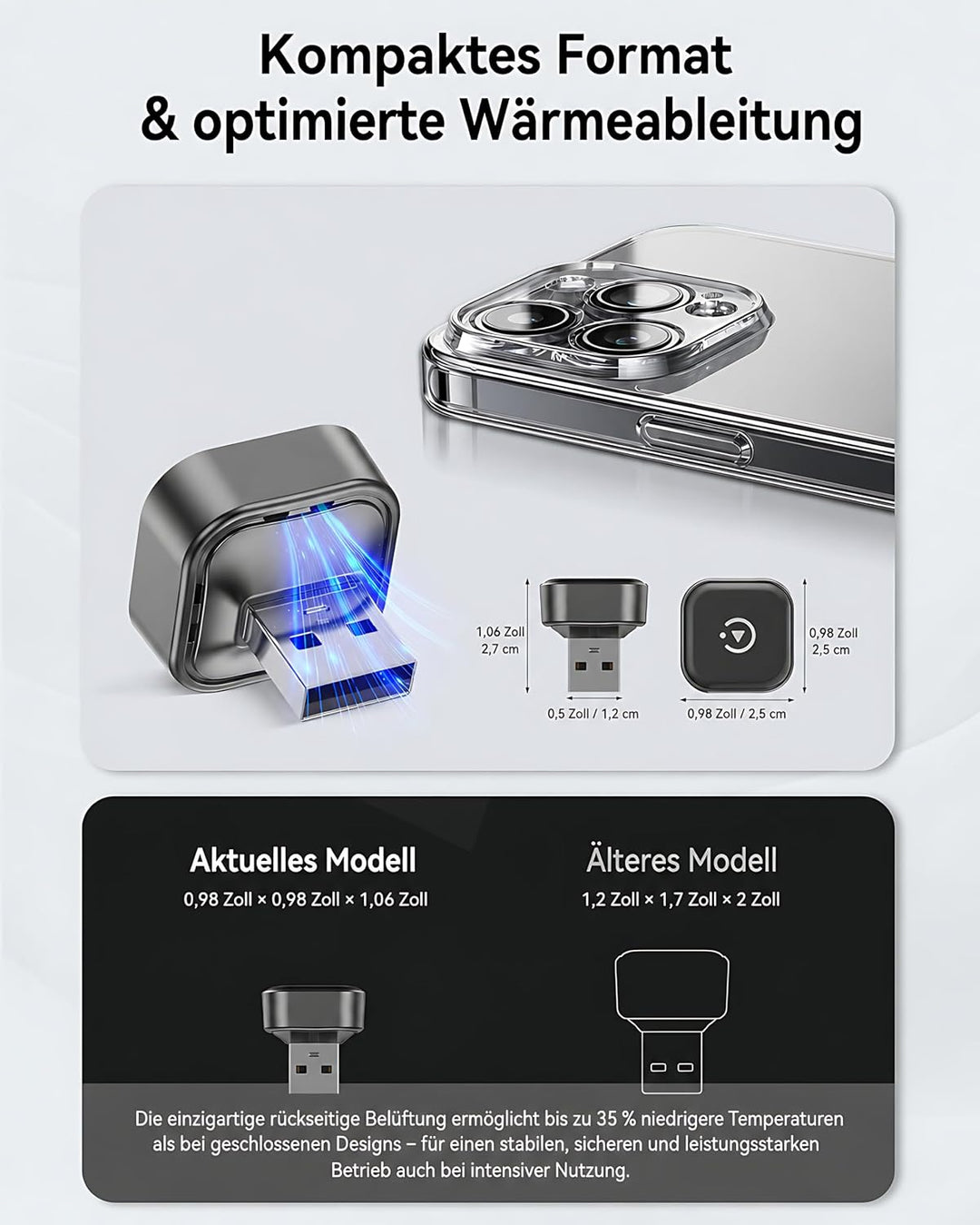 Spedal 2-in-1 Wireless CarPlay &amp; Android Auto Adapter, Mini USB-A/C Dongle | Kabellos fahren mit WiF
