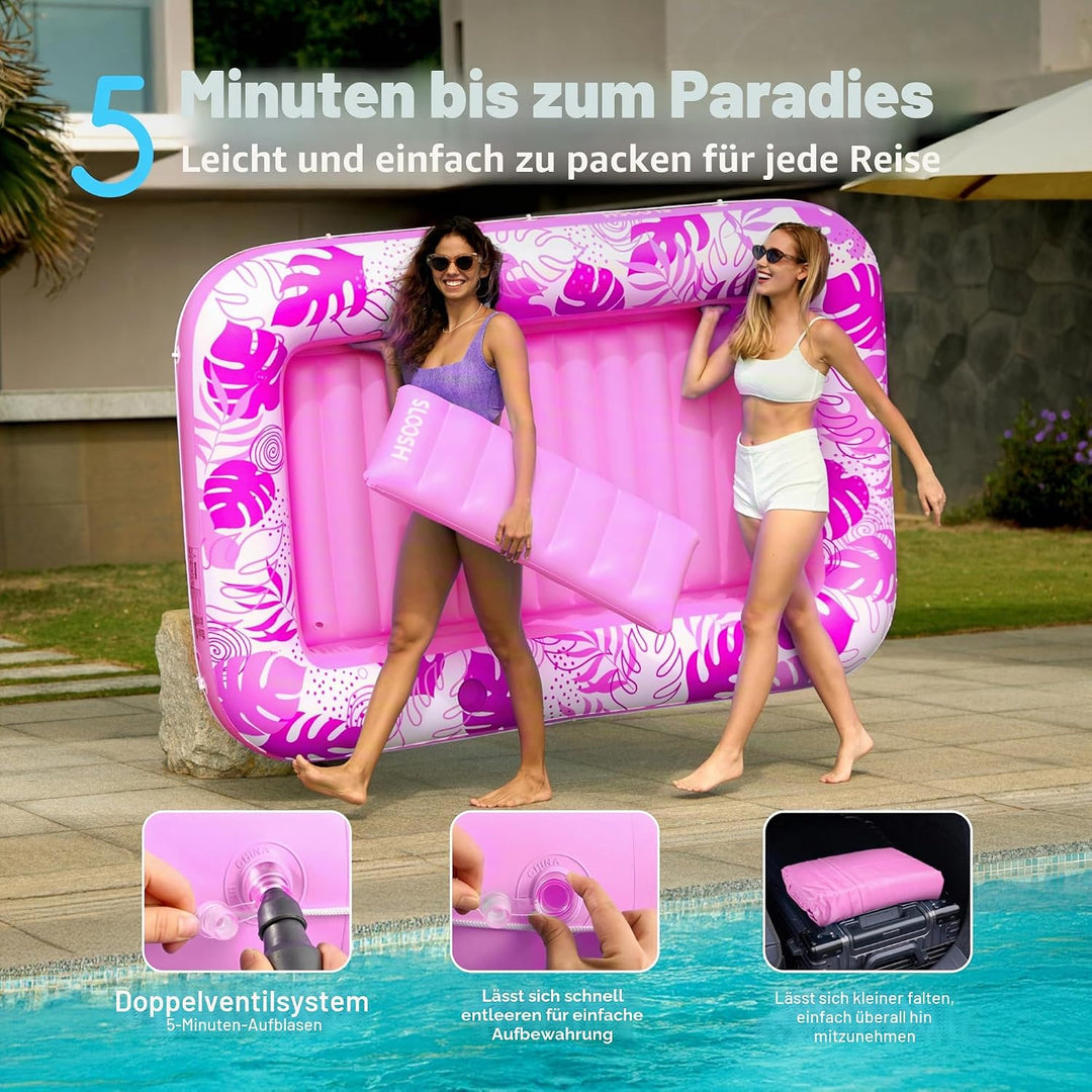 SLOOSH Aufblasbare Tanning Pool, 70" x 46"/ 85" x 57" Grosse aufblasbarer Luftmatratze für Erwachsen