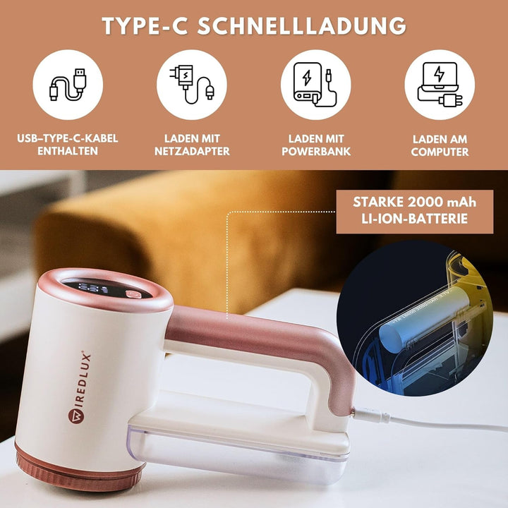 Fusselrasierer Elektrisch WiredLux - Wiederaufladbarer Fusselentferner für Kleidung & Möbel - Einste