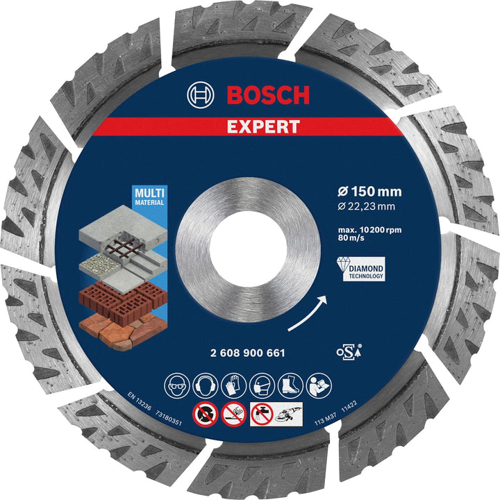 Bosch Professional 1x Expert MultiMaterial Diamanttrennscheiben (für Beton, Ø 150 mm, Zubehör Grosse