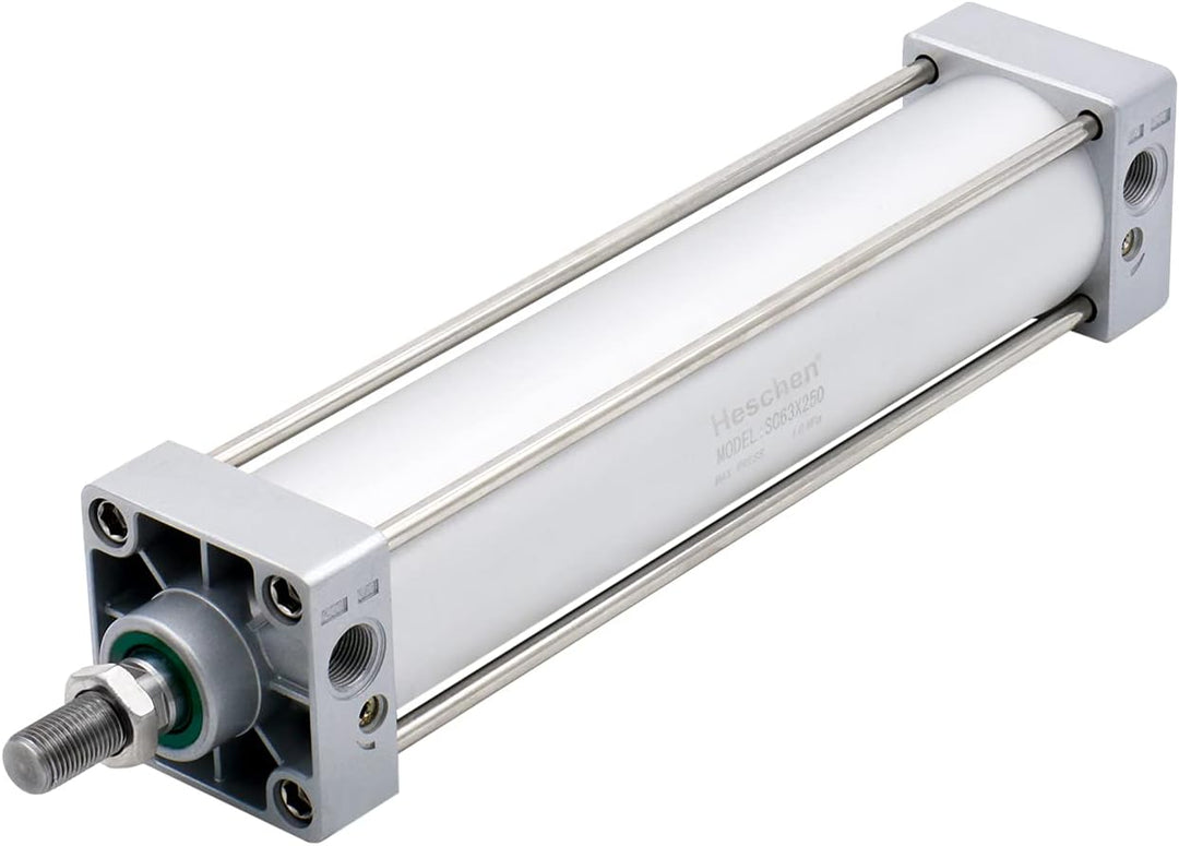 Heschen Pneumatischer Standard-Luftdruckzylinder, SC 63-250, PT3/8" Anschluss, 63mm Bohrung, 250mm H