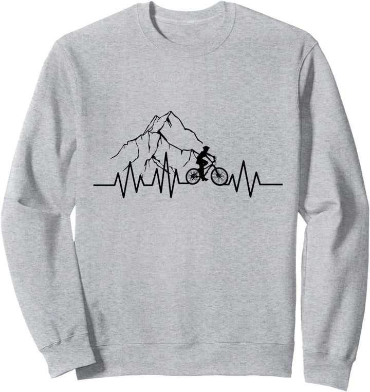 Mountainbike Geschenk Weinlese-Herzschlag-Biker Sweatshirt