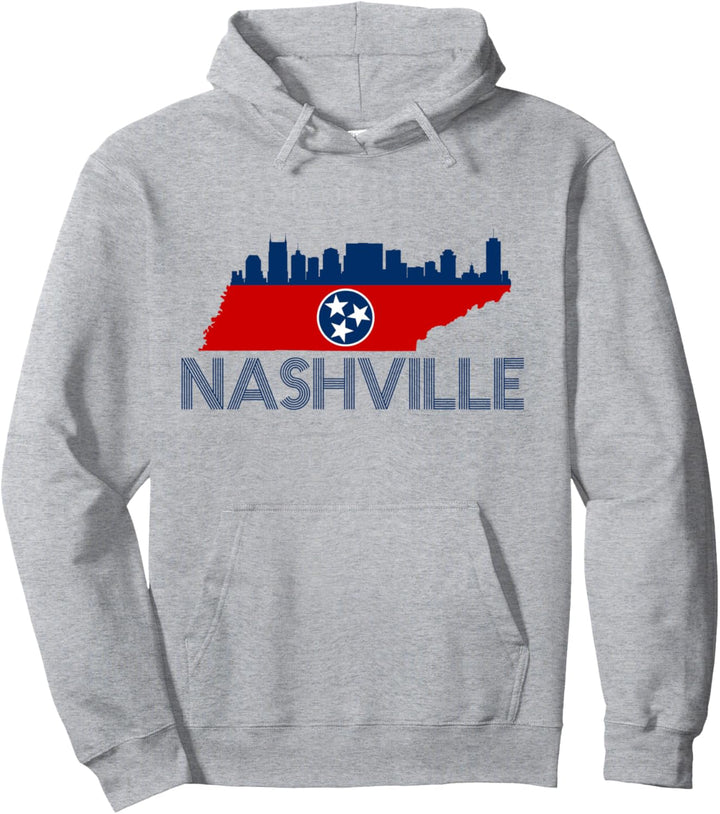 Tennessee State Flag Art TN Outline Gift Nashville Skyline Pullover Hoodie