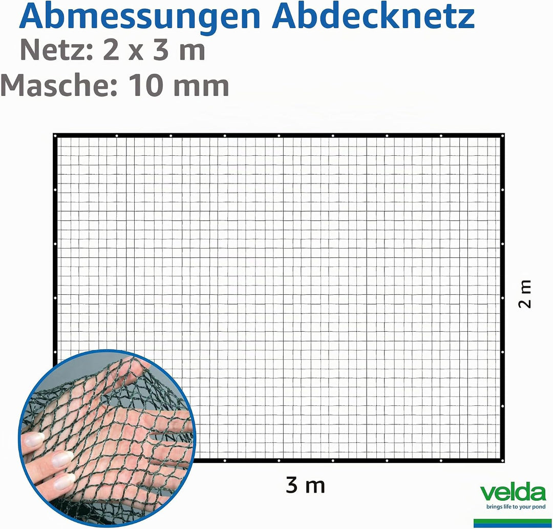 VELDA Teichnetz Feinmaschig 2x3m, Vogelschutznetz engmaschig, Laubnetz Feinmaschig, Fischreiher Abwe