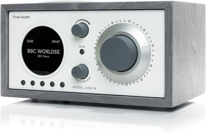 Tivoli Audio Model One+ FM/DAB+ Radio mit Bluetooth und Fernbedienung (Grau / Weiss) Grau/weiss, Gra