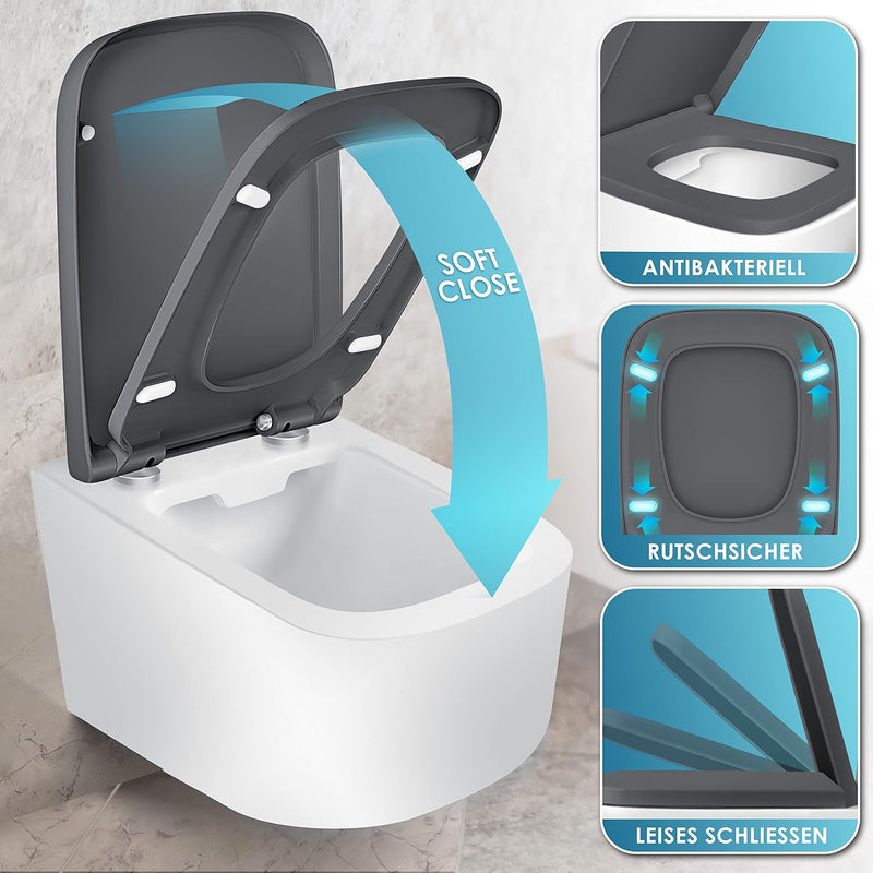 KESSER® WC Sitz mit Absenkautomatik Toilettendeckel Quick-Release-Funktion und Softclose - einfache