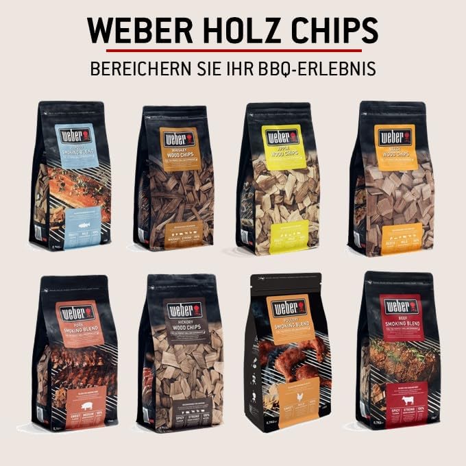 Weber Räucherchips (700g Packung) - für Rindfleisch, Räucherchips-Mischung von Laub-, Nuss- und Obst