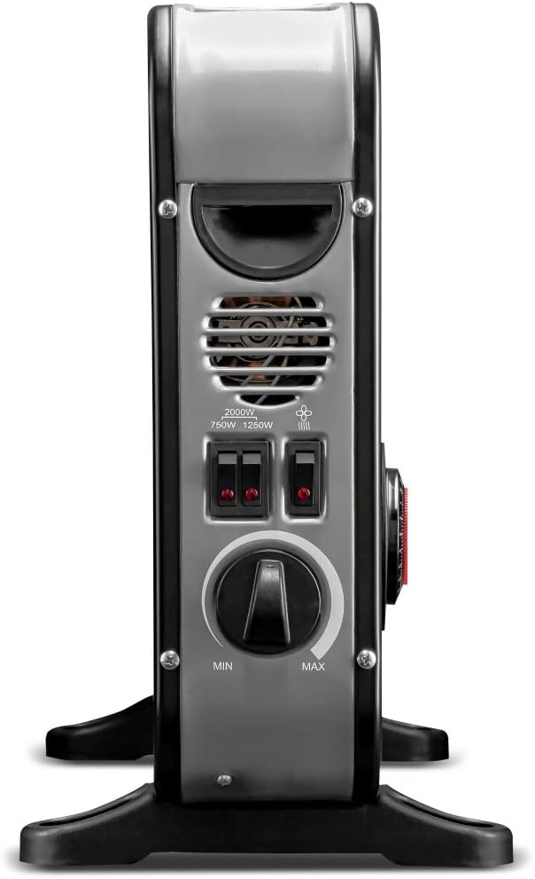 TROTEC Heizkörper elektro TCH 25 E – Heizleistung 750 W / 1250 W / 2000 W – Konvektor mobil, schwarz