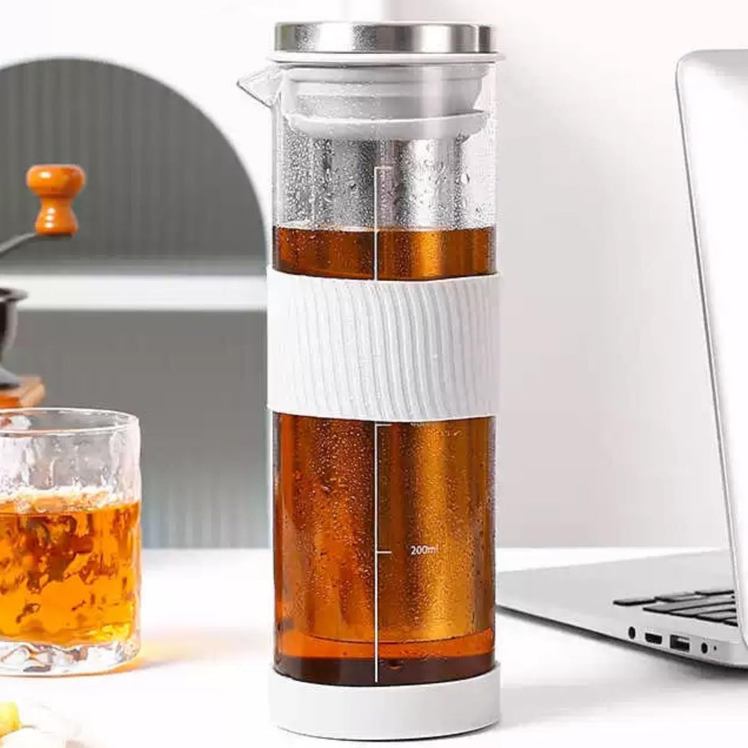 JanYoo Cold Brew Kaffeebereiter 800ml, Cold Brew Coffee Maker mit 304 Edelstahlfilter, Brühglas Kara