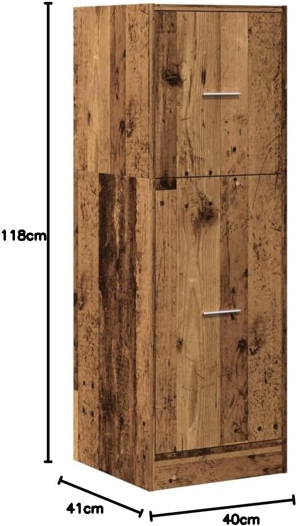 Klassischer Apothekerschrank aus Holzwerkstoff mit Auszug, Stauraum für Küche, Wohnzimmer oder Büro