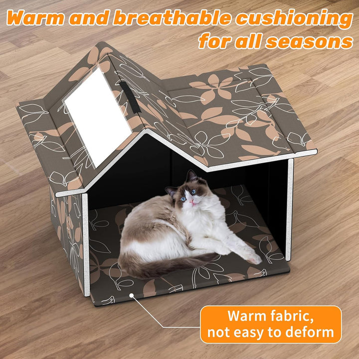 Katzenhaus Für Draussen Winterfest, Haus für verwilderte Katzen mit abnehmbaren Kissen, Winterschutz