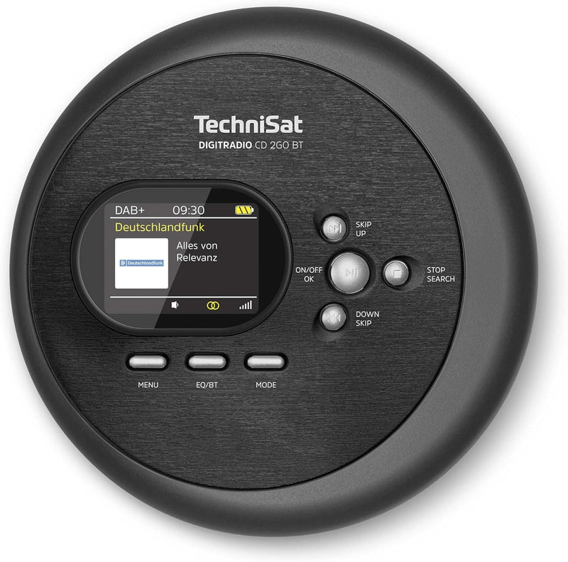 TechniSat DIGITRADIO CD 2GO BT - portabler CD-Player mit 2 Akku (Discman, mit MP3 Resume-Funktion, B