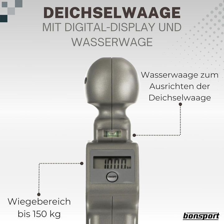 Stützlastwaage Digital für Wohnwagen & Anhänger - Deichselwaage bis 150 kg für Anhängerkupplung - An