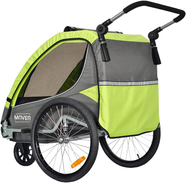 PAPILIOSHOP MOVER Anhänger Wagen und Kinderwagen für 1 oder 2 Kinder Grün,Rot, Grün,Rot