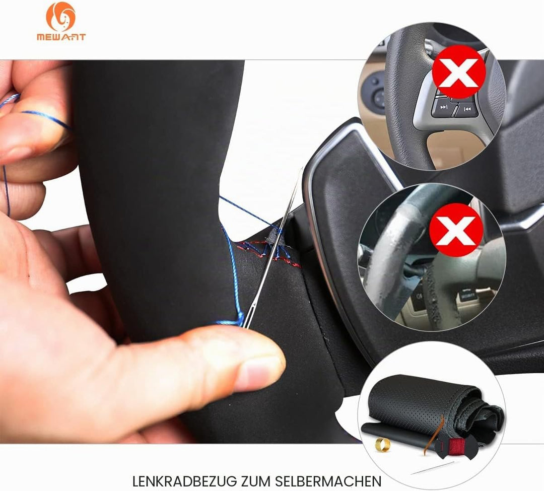 MEWANT Sew Lenkradhülle für BMW E60 (Limousine) 530d 2003-2009, E61 (Touring) 2004-2009, aus Mikrofa