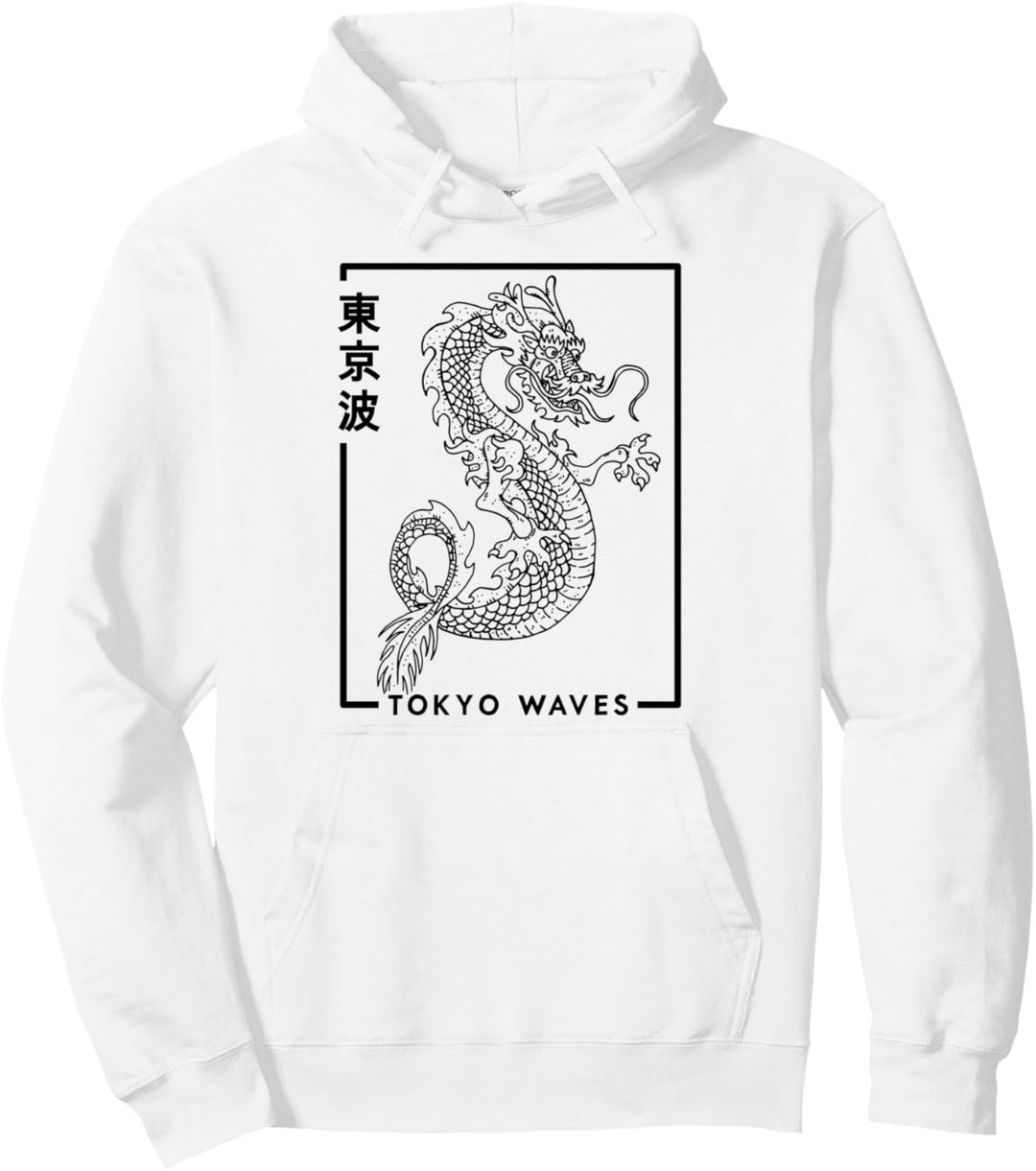 Japanischer Drache Minimalistische ästhetische japanische Kunst Pullover Hoodie