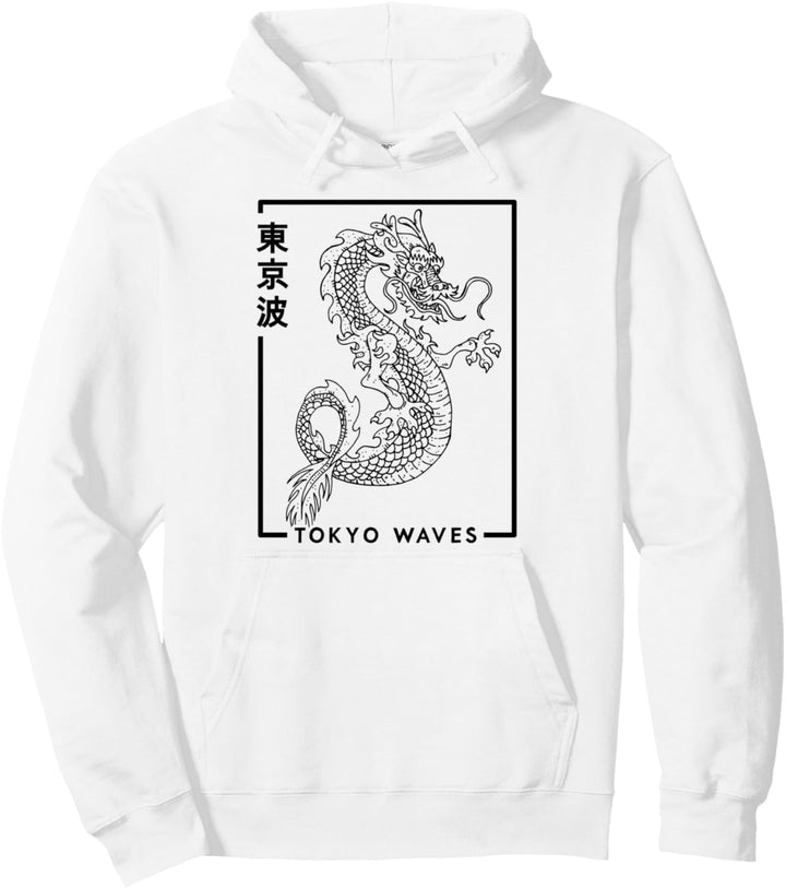 Japanischer Drache Minimalistische ästhetische japanische Kunst Pullover Hoodie