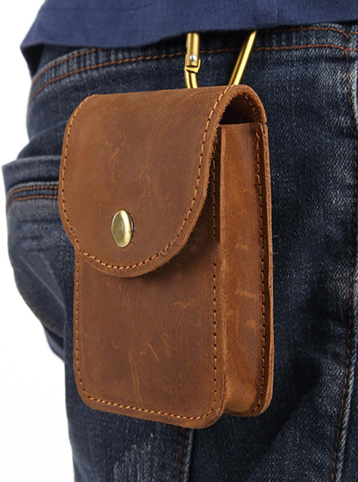 aolaso Spielkartenetui, Echtes Leder Single Deck Card Box/Halter Ledergürteltasche für Männer Mini-G