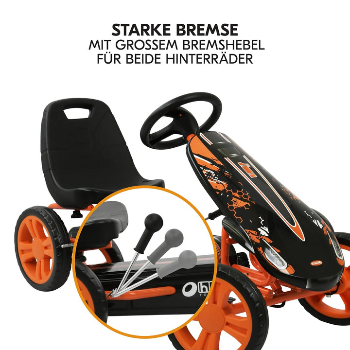 hauck Go-Kart Speedster für Kinder ab 4 Jahren bis 50 kg Köpergrösse 90-110 cm, Tretauto mit Handbre