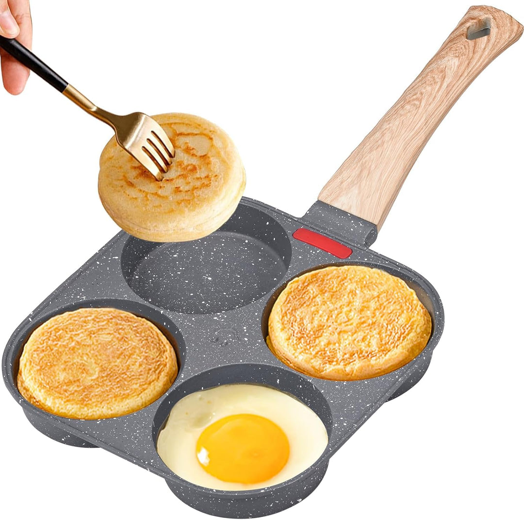 4 Intervalle Spiegeleipfanne, Aluminium Pancake Pfanne Antihaft Pfannkuchenpfanne Outdoor-Camping-Ei