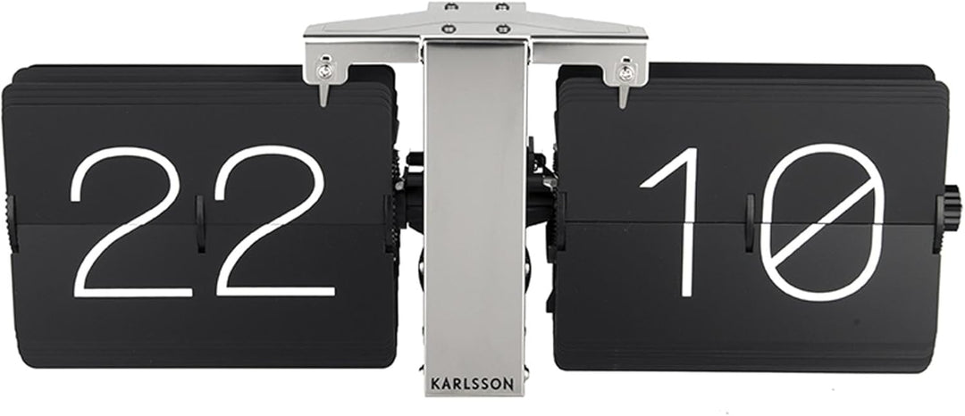 Karlsson Flip Uhr No Case Schwarz, Standfuss Verchrohmt, Metall, Black, 8.5 x 36 x 14 cm, KA5601BK