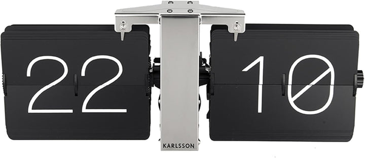 Karlsson Flip Uhr No Case Schwarz, Standfuss Verchrohmt, Metall, Black, 8.5 x 36 x 14 cm, KA5601BK